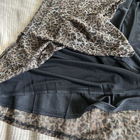 Peach Cheetah Animal Print Maxi Skirt Women Large Side Slit Elastic Waist Brown - Picture 15 of 15